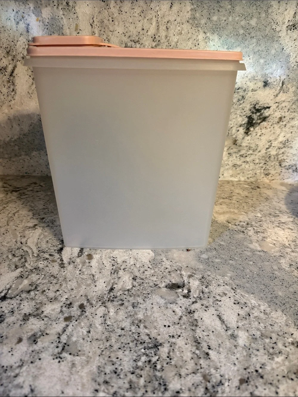 Tupperware White Storage Container with Pink Lid